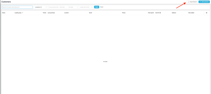 Customer List - ImportExport button 